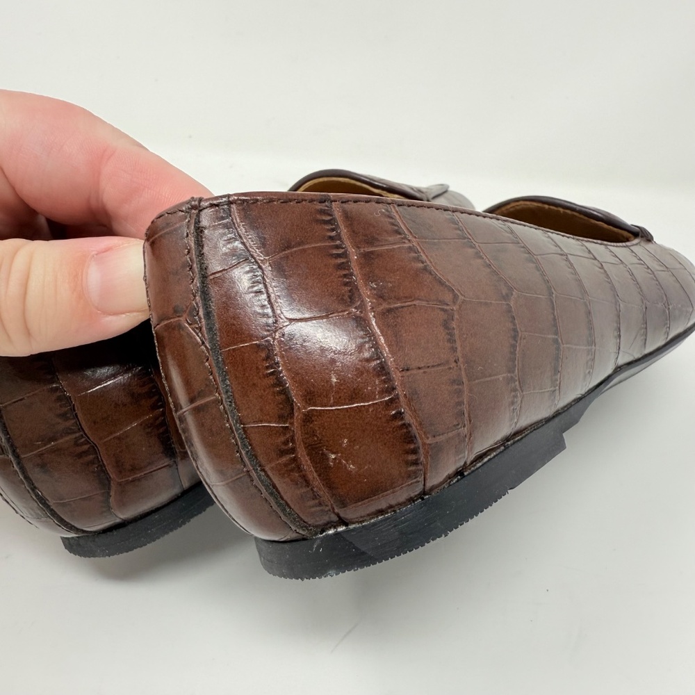 New Aquatalia Judie Luxe Croc Embossed Flat In Brown Sz 7 - Picture 5 of 15
